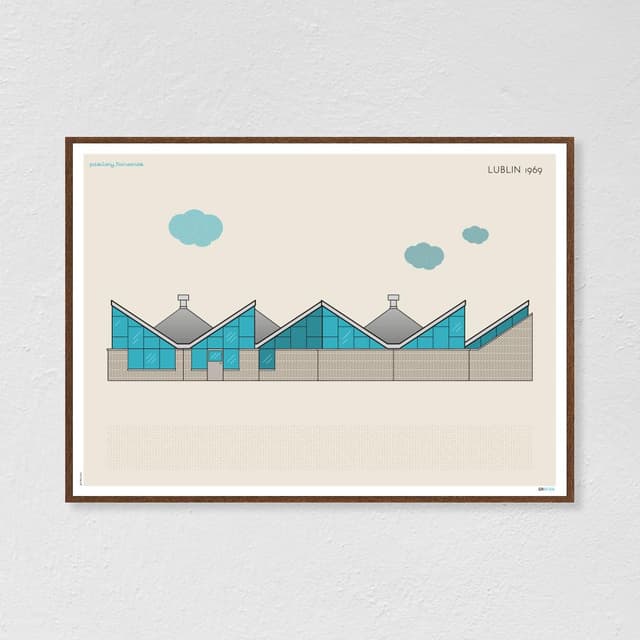 Plakat Pawilony Hansenów / Lublin 70x50 cm, aut. K. Jasińska, GRA-FIKA - WYMIARY