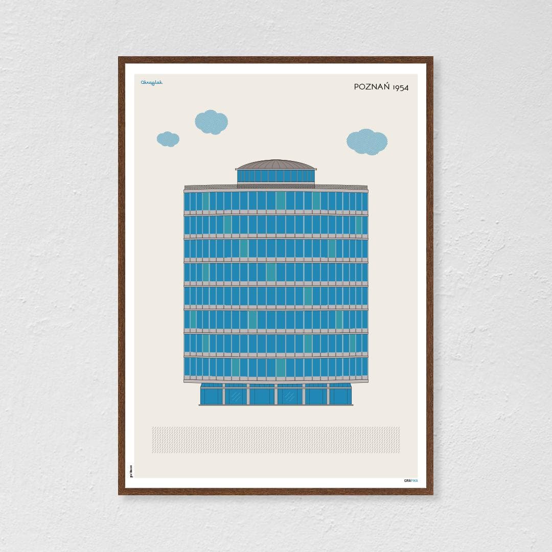 Plakat Okrąglak / Poznań 50x70 cm, aut. K. Jasińska, GRA-FIKA