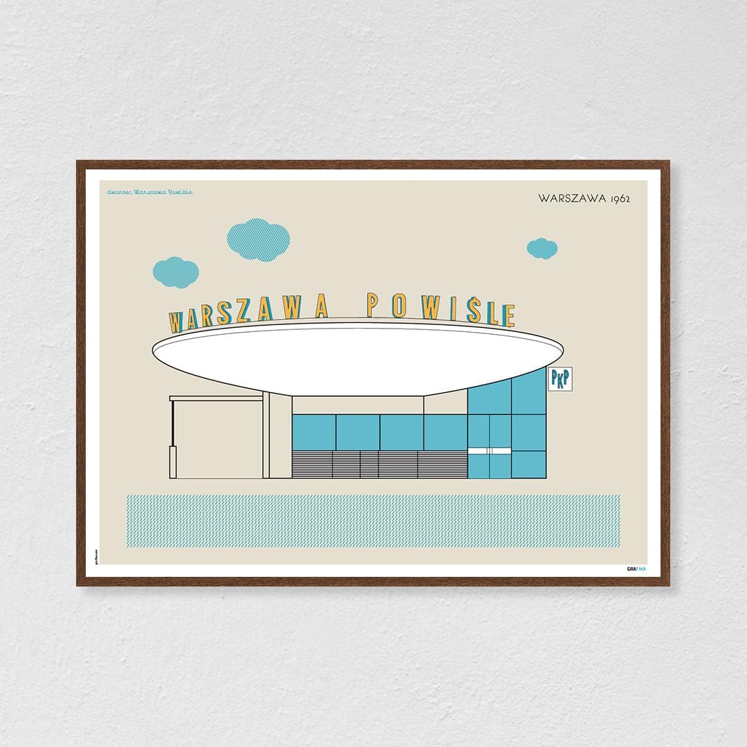 Plakat Dworzec Powiśle / Warszawa 70x50 cm, aut. K. Jasińska, GRA-FIKA