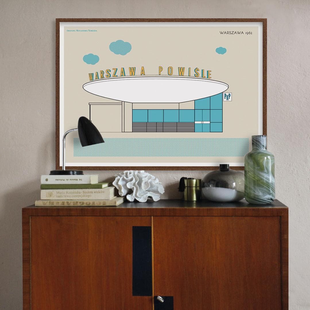 Plakat Dworzec Powiśle / Warszawa 70x50 cm, aut. K. Jasińska, GRA-FIKA - 123648