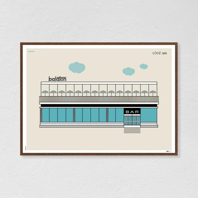 Plakat Balaton / Łódź 70x50 cm, aut. K. Jasińska, GRA-FIKA - WYMIARY