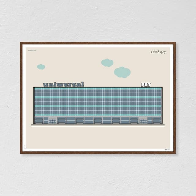 Plakat Uniwersal / Łódź 70x50 cm, aut. K. Jasińska, GRA-FIKA - WYMIARY