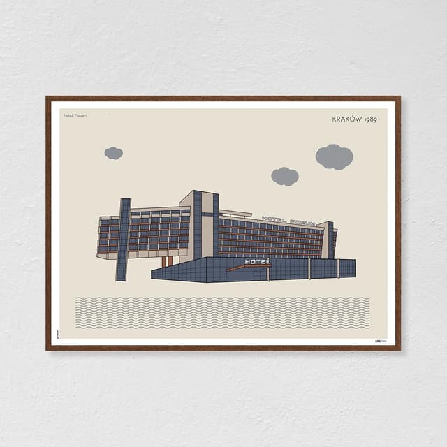 Plakat Hotel Forum / Kraków 70x50, aut. K. Jasińska, GRA-FIKA - WYMIARY