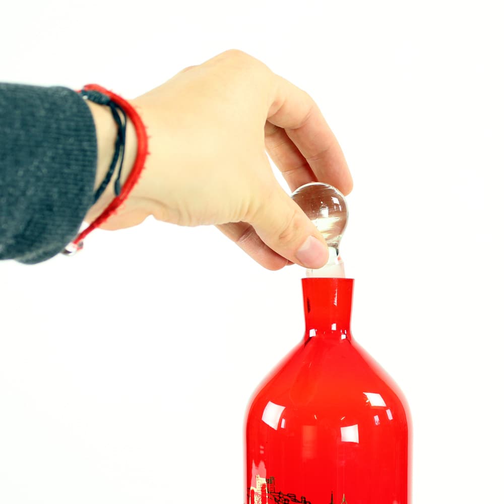 Zestaw do alkoholu, czerwony, szkło, Czechosłowacja, lata 60. - 123721