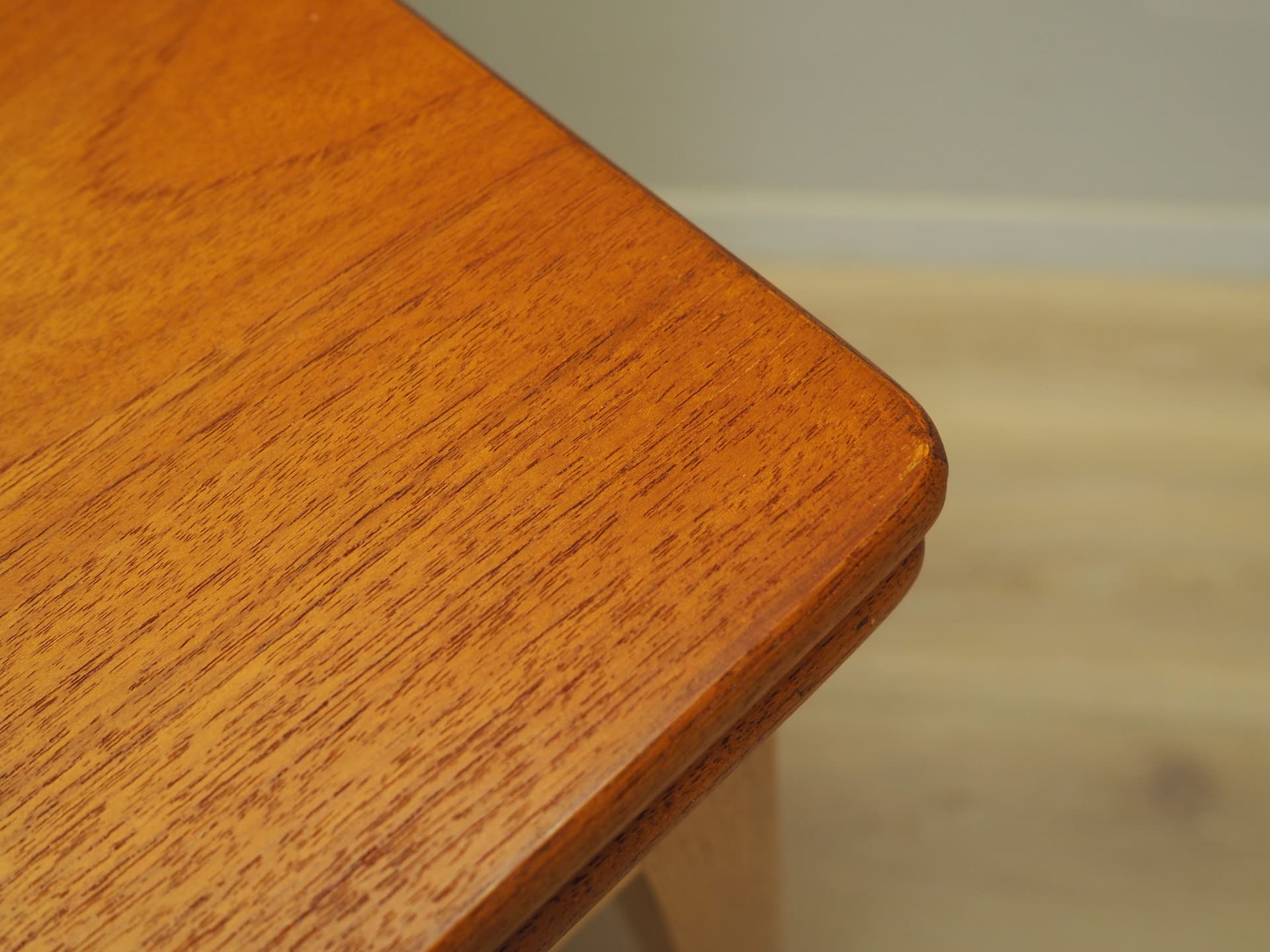 Extendable dining table, brown teak, light oak, Denmark, 1970s. - 123848