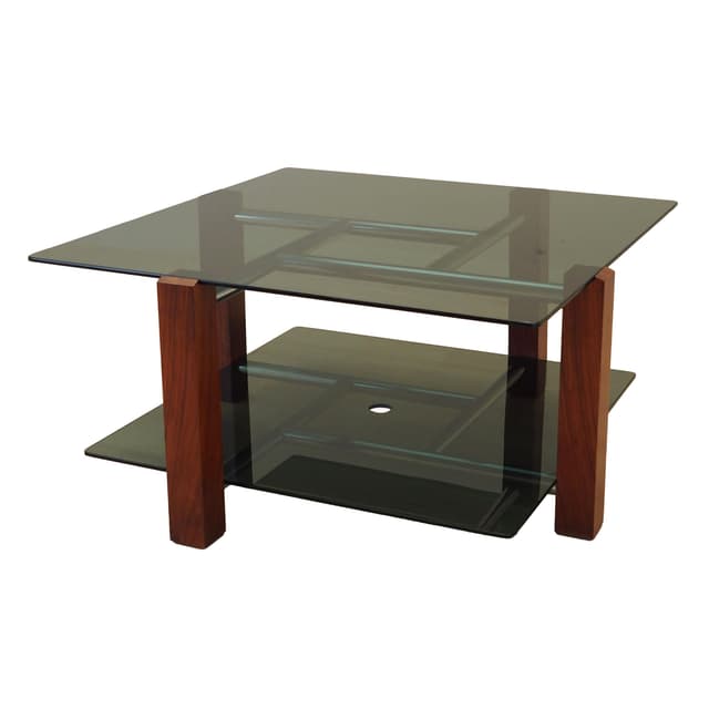Coffee table, grey glass, rosewood, metal, Italy, 1970s. - DIMENSION