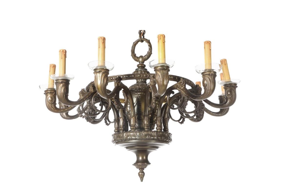 Antique Bronze Twelve-Arm Chandelier, Northern Europe, circa 1900 - 78539