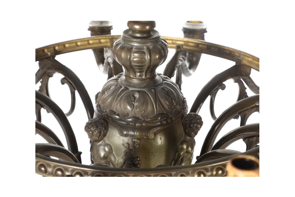 Antique Bronze Twelve-Arm Chandelier, Northern Europe, circa 1900 - 78540