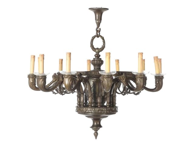 Antique Bronze Twelve-Arm Chandelier, Northern Europe, circa 1900 - DIMENSION