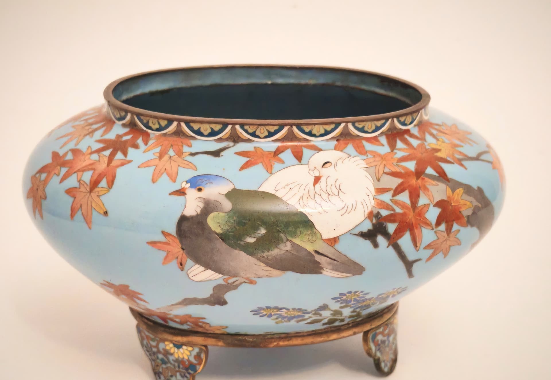 Żardiniera, emalia błękitna, mosiądz, Japonia, XIX w. - 124110