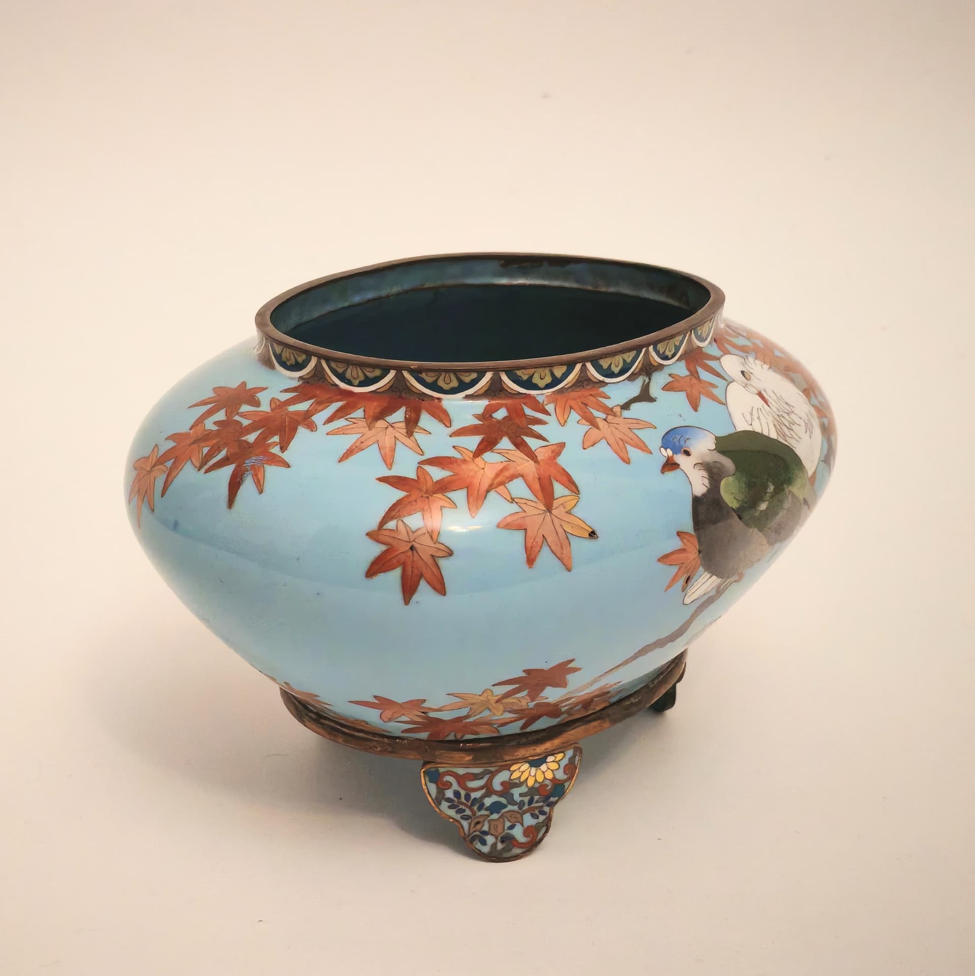 Żardiniera, emalia błękitna, mosiądz, Japonia, XIX w. - 124114