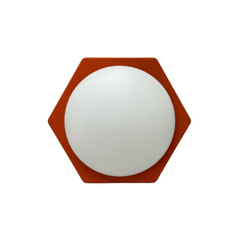 Kinkiet, biały pomarańczowy, szkło metal, proj. R. Kruger, Niemcy, lata 70.