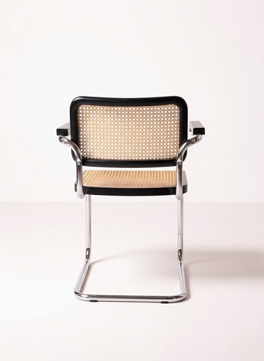 Krzesło z giętej stali z podłokietnikami wg proj. M.Breuer, Bauhaus, czarne - 125751