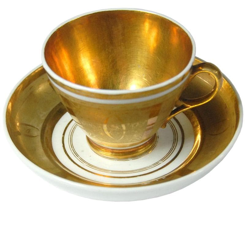 Złocona filiżanka porcelanowa Empire, Francja, lata 40. XIX w.