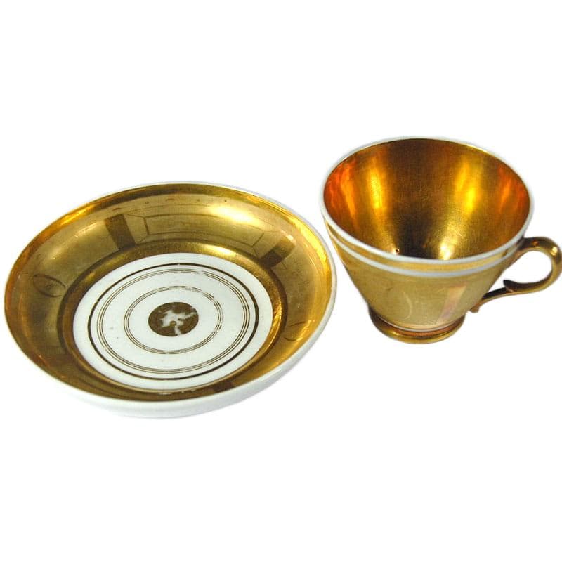Złocona filiżanka porcelanowa Empire, Francja, lata 40. XIX w. - 8402