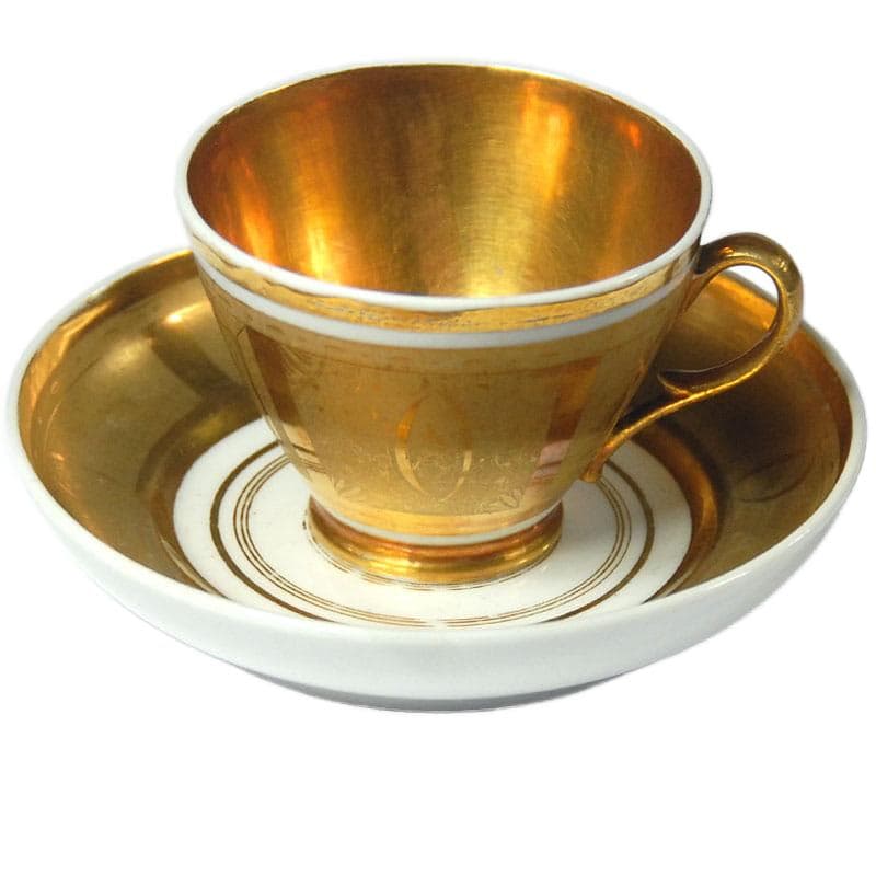 Złocona filiżanka porcelanowa Empire, Francja, lata 40. XIX w. - 8404