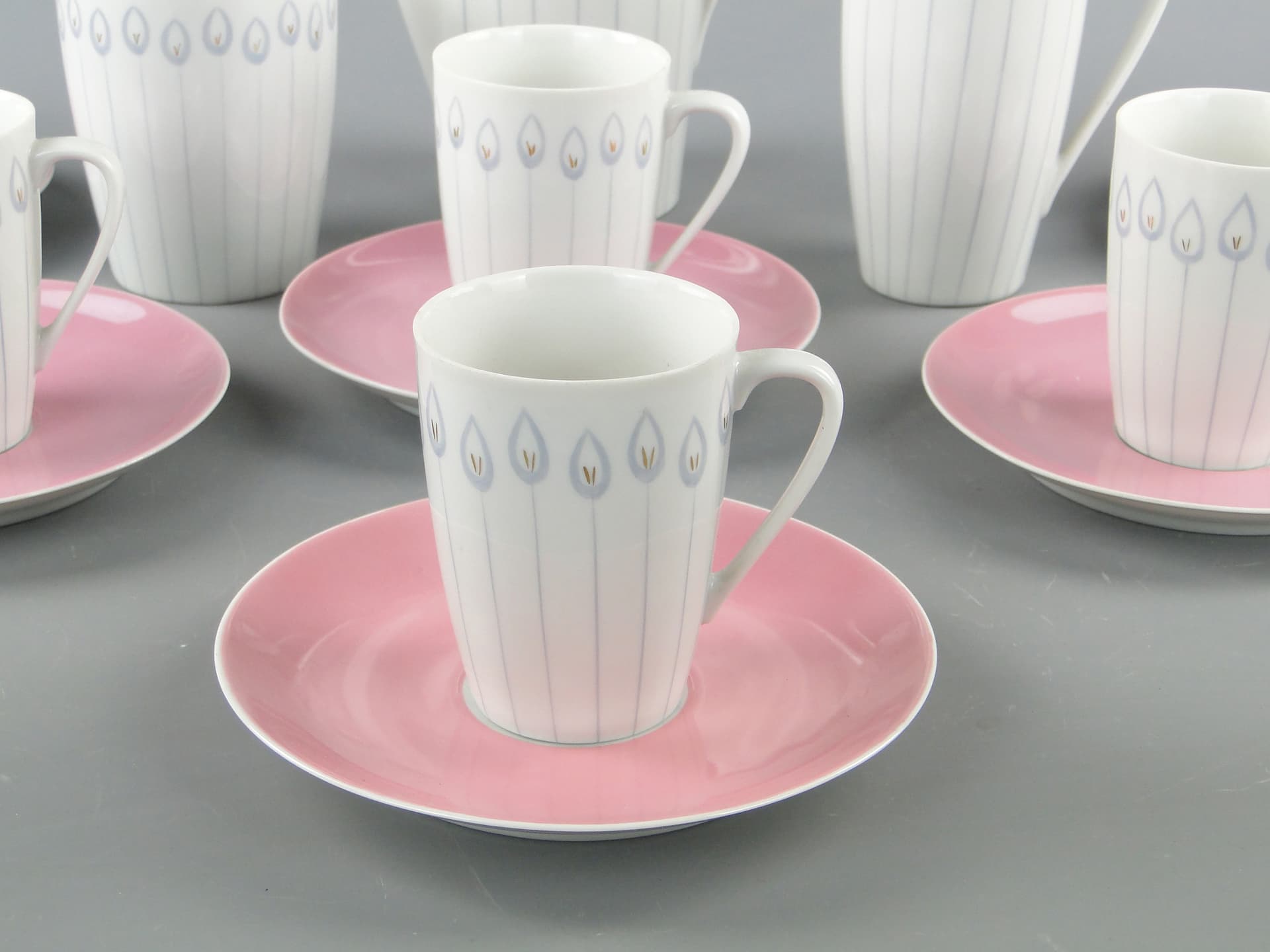 Serwis kawowy 'Goplana',  tulipany, Ćmielów l. 60 W. Potacki - 124918