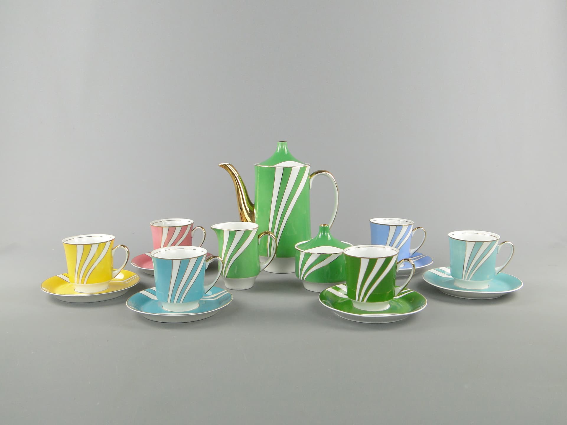 Pastelowy serwis kawowy 'June', Ćmielów l. 60 W. Potacki - 124966