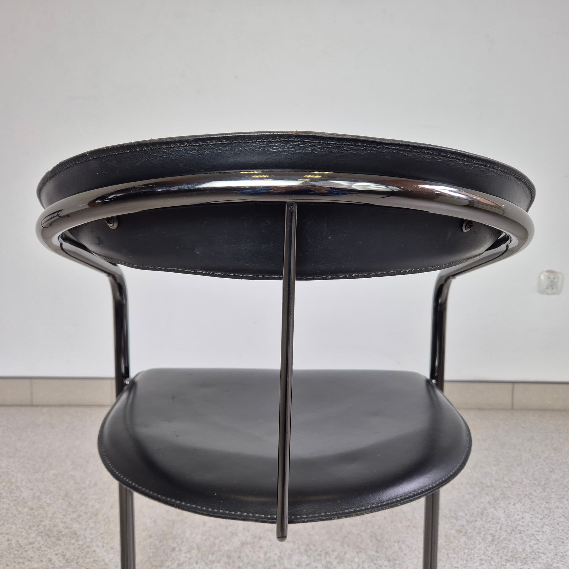 Chair Canasta, black leather, black metal, Arrben, Italy, 1970s. - 125007