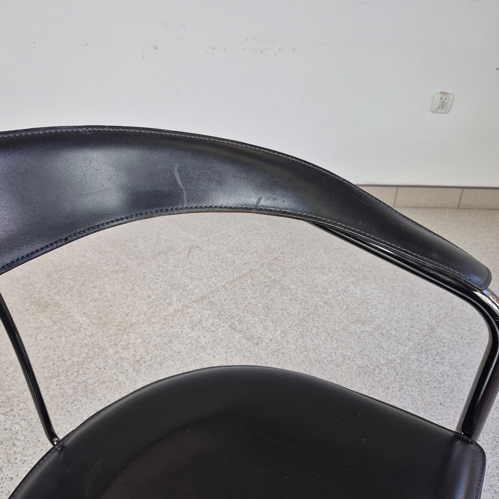 Chair Canasta, black leather, black metal, Arrben, Italy, 1970s. - 125009