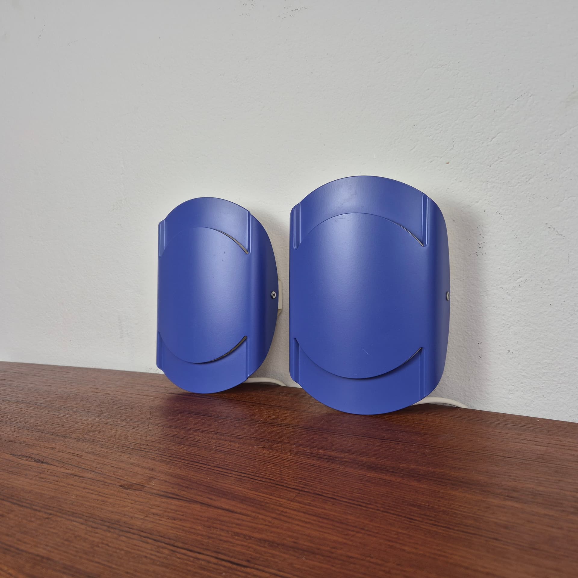 Para kinkietów 3050, niebieski, metal, Lyfa, Dania, lata 70. - 125179