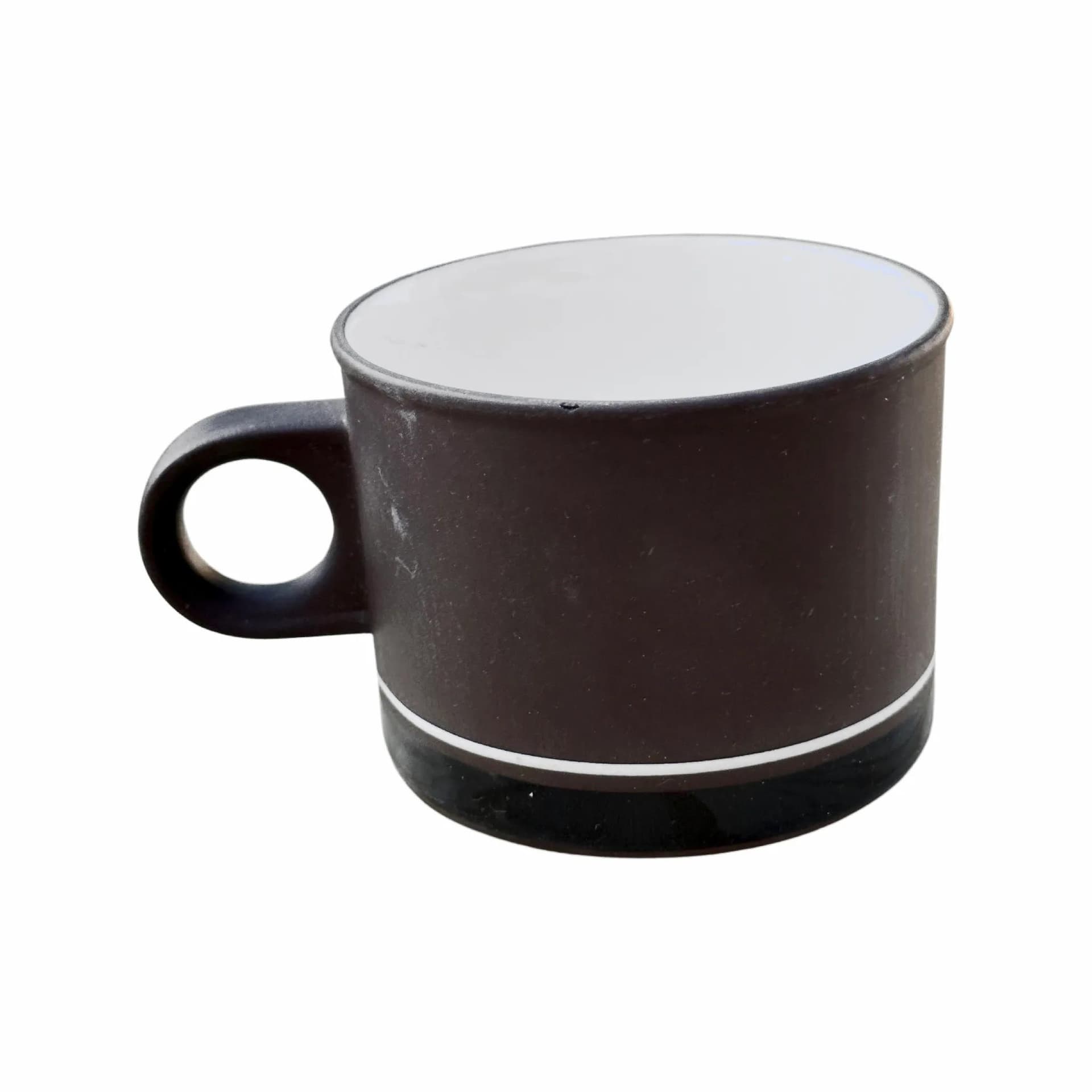 Zestaw śniadaniowy Contrast, brązowy biały granatowy, fajans, proj. M. Hunt, Hornsea, Anglia, lata 70. - 126389