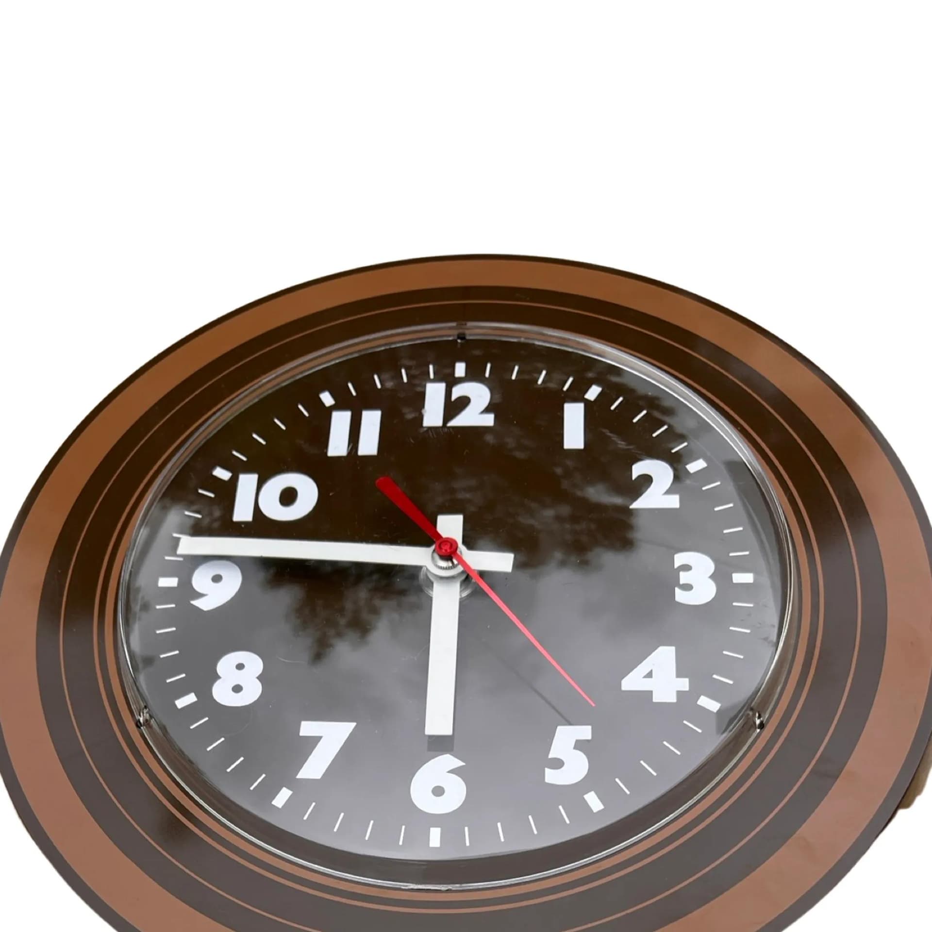 Zegar ścienny Opart Weimar, brązowy czarny biały, tworzywo sztuczne, Niemcy, lata 70. - 126386