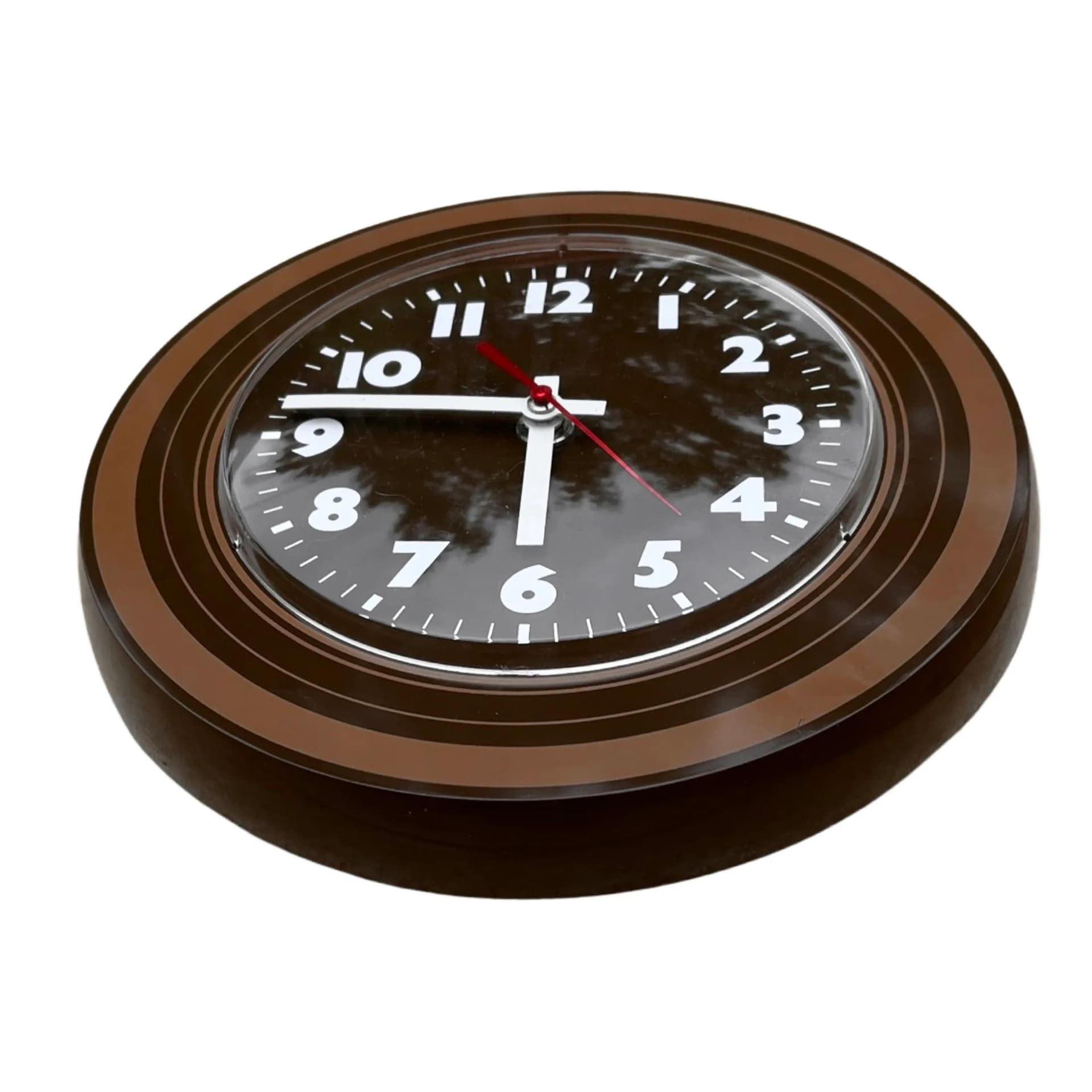 Zegar ścienny Opart Weimar, brązowy czarny biały, tworzywo sztuczne, Niemcy, lata 70. - 126383