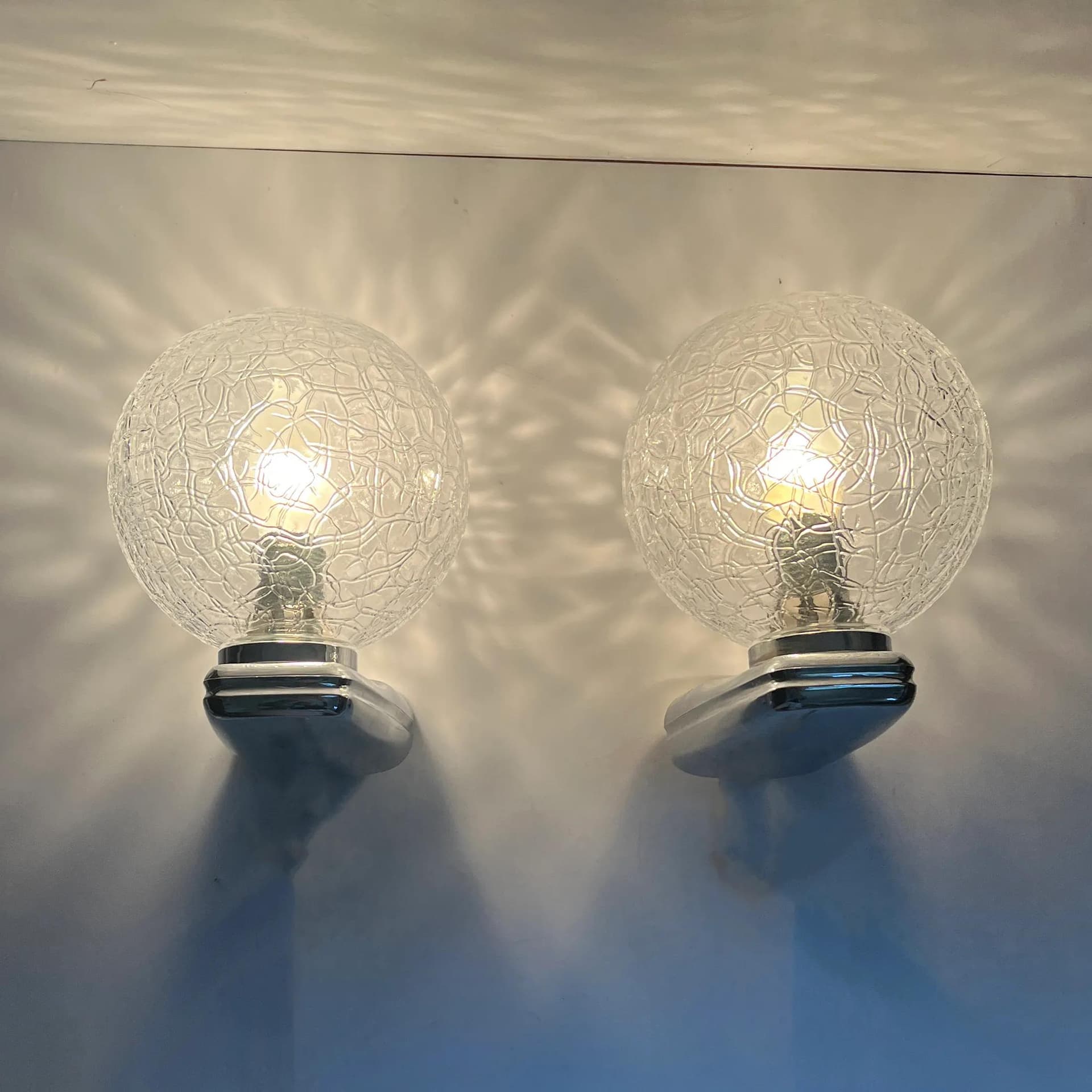 Para kinkietów DusselPlastic, szkło transparentne, Niemcy, lata 80. - 126372