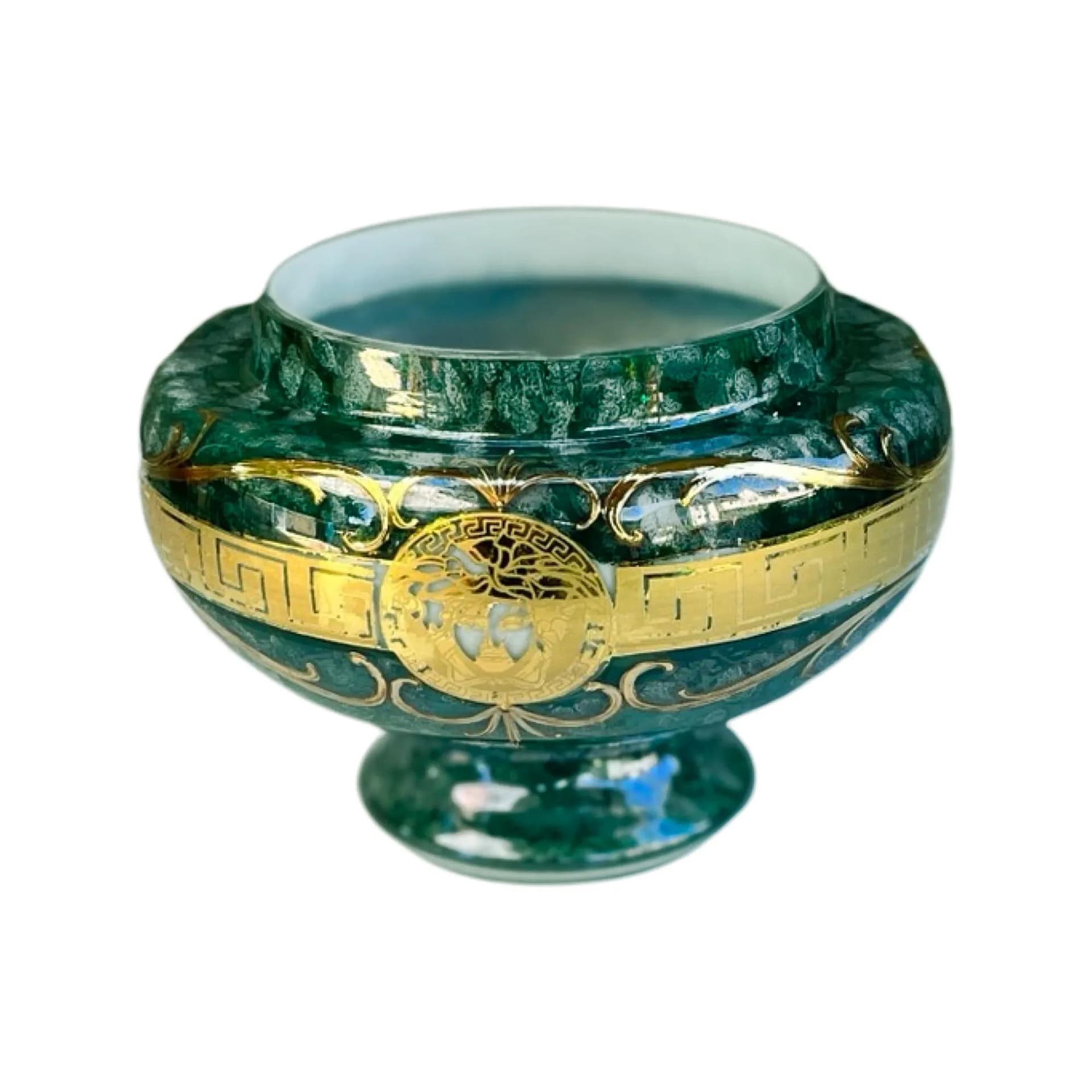 Wazon Hollywood Regency, zielony, szkło, Czechosłowacja, lata 70. - 126362