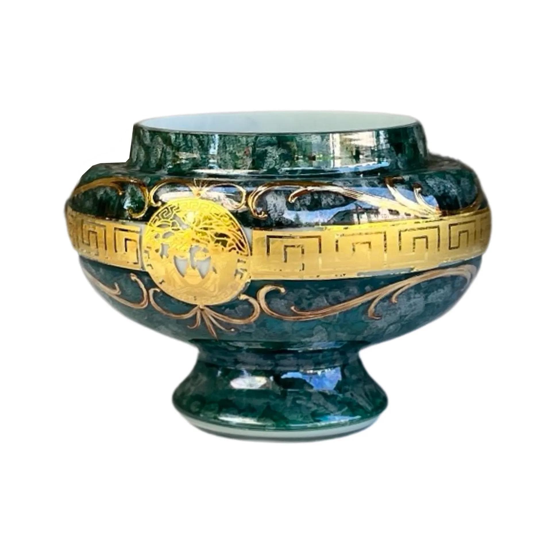 Wazon Hollywood Regency, zielony, szkło, Czechosłowacja, lata 70. - 126361