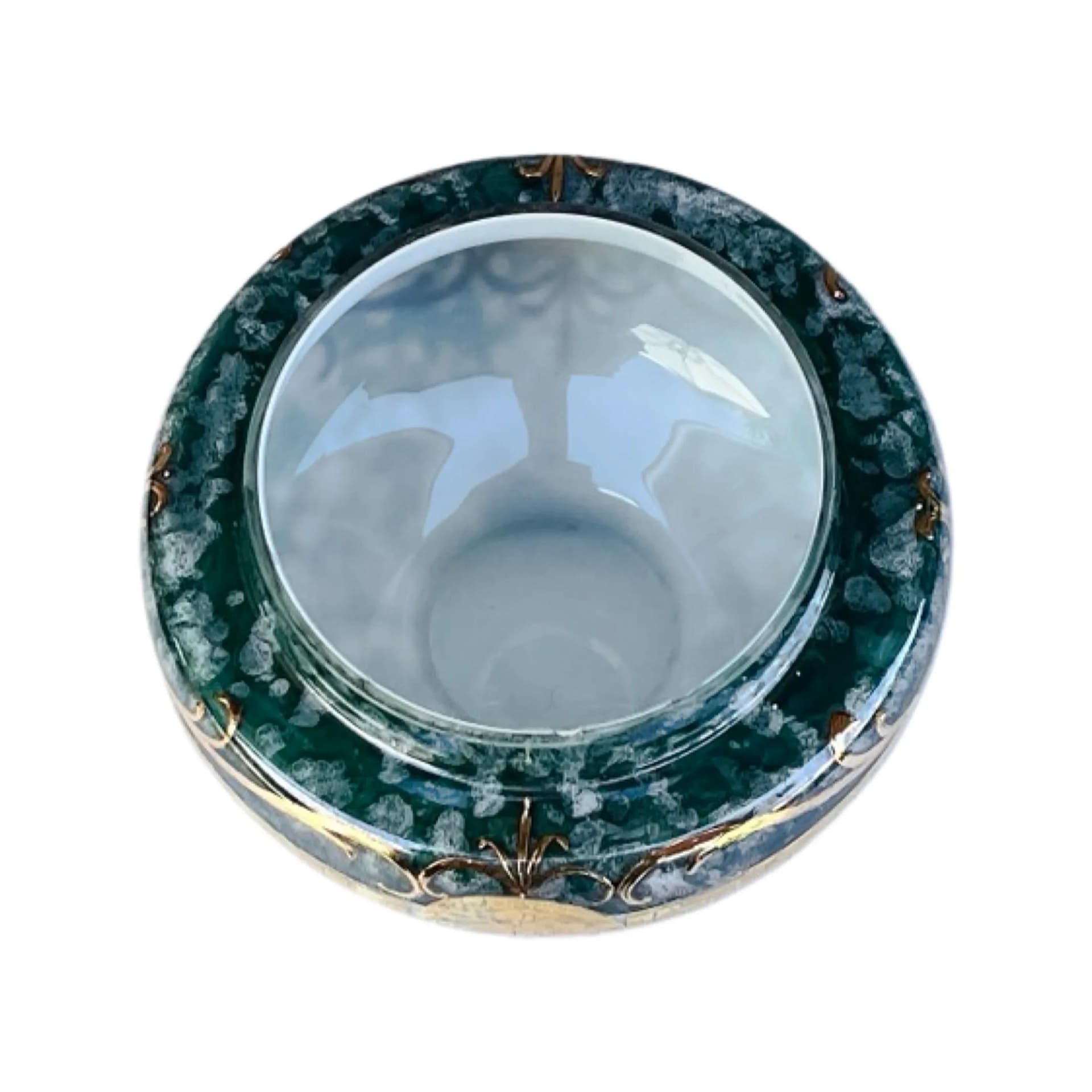 Wazon Hollywood Regency, zielony, szkło, Czechosłowacja, lata 70. - 126364