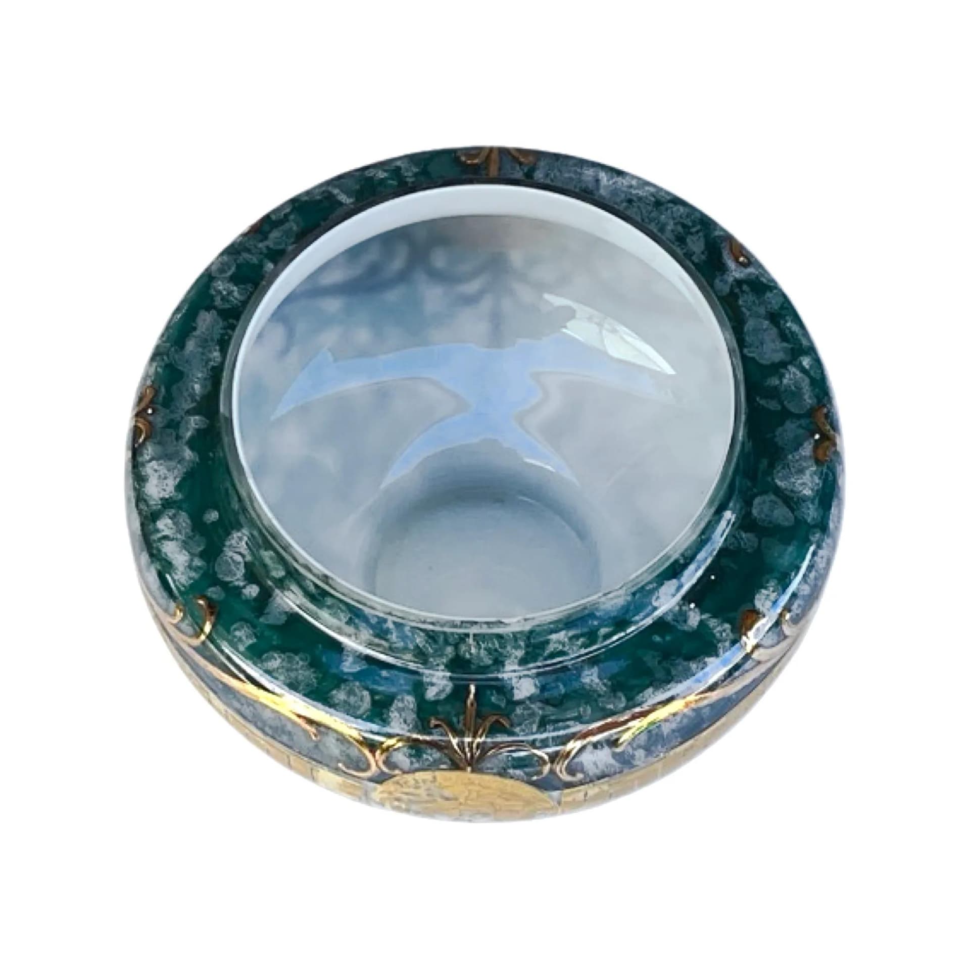 Wazon Hollywood Regency, zielony, szkło, Czechosłowacja, lata 70. - 126363