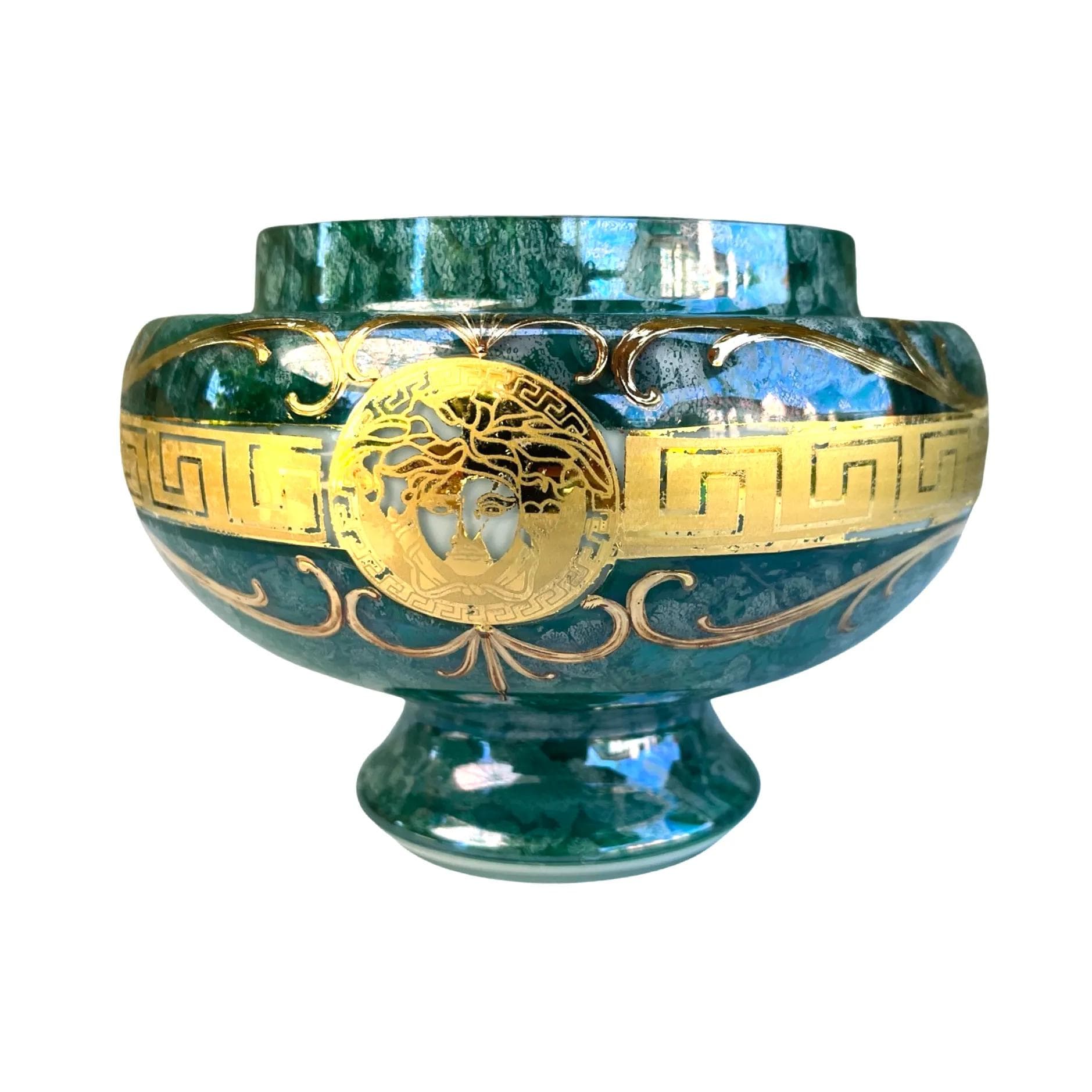 Wazon Hollywood Regency, zielony, szkło, Czechosłowacja, lata 70. - 126368