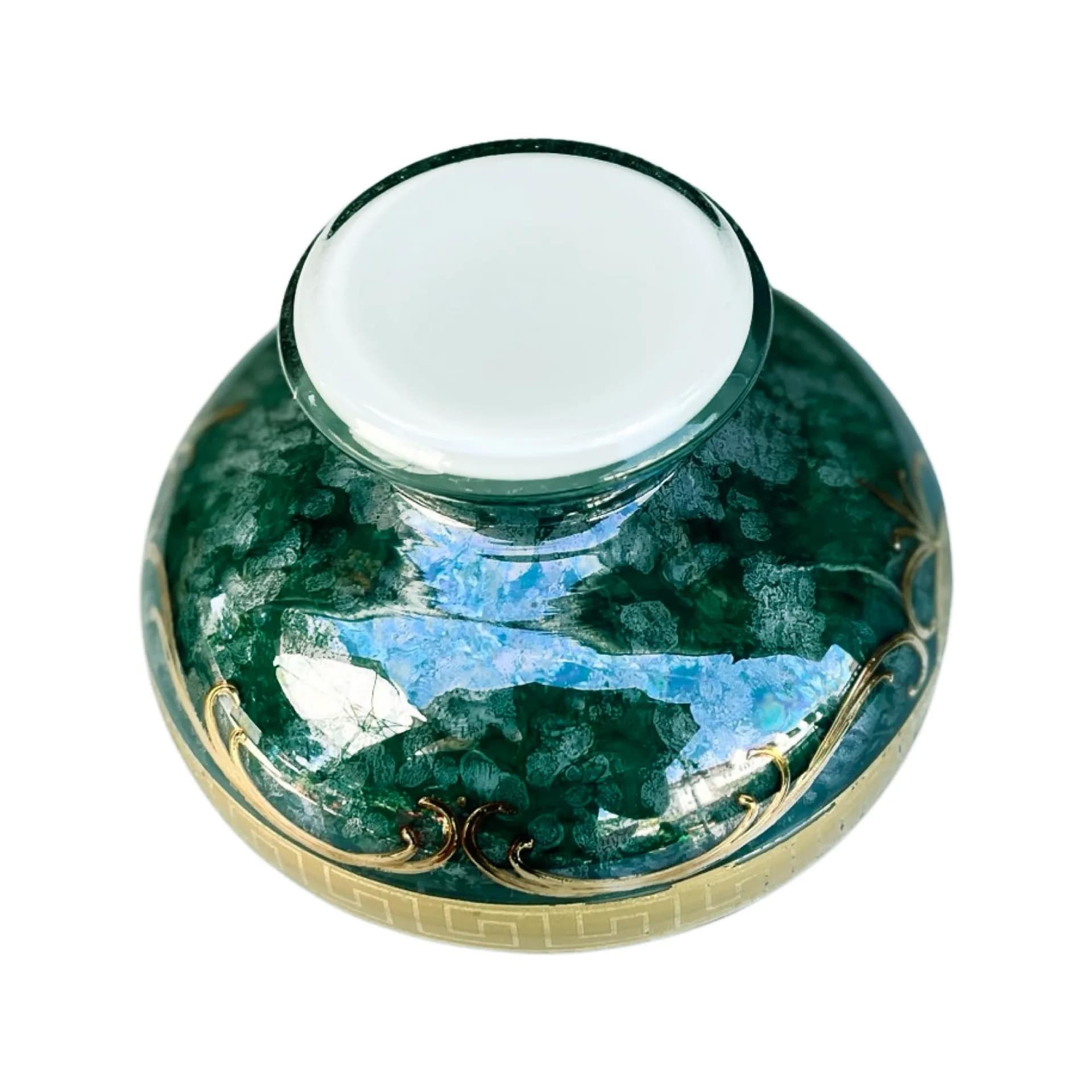 Wazon Hollywood Regency, zielony, szkło, Czechosłowacja, lata 70. - 126366