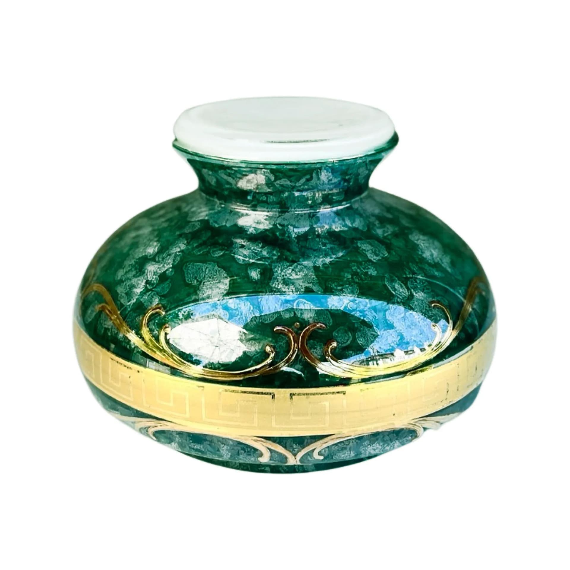 Wazon Hollywood Regency, zielony, szkło, Czechosłowacja, lata 70. - 126365