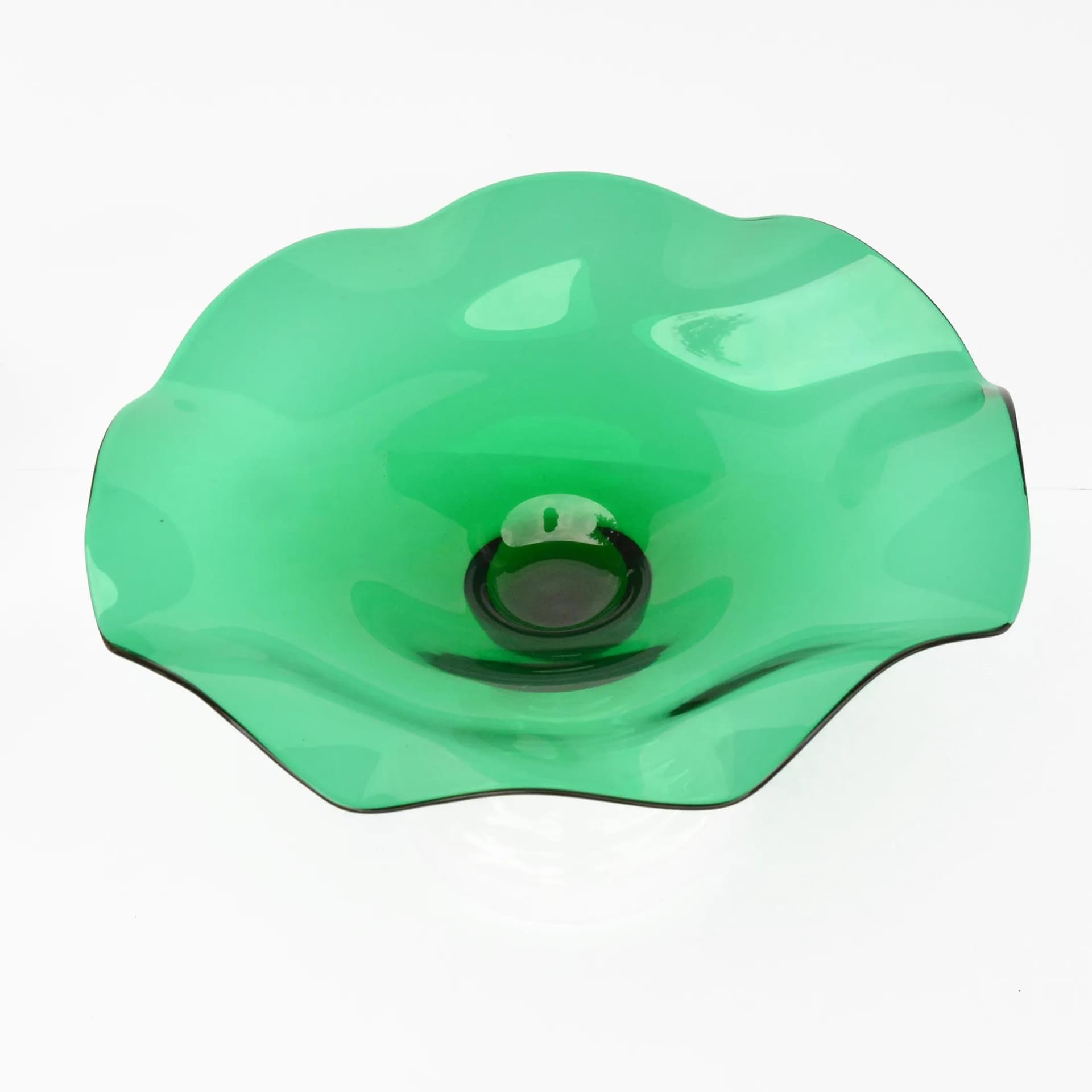 Bowl, white green, glass, Harrachov, Czechoslovakia, 1960s. - 126353