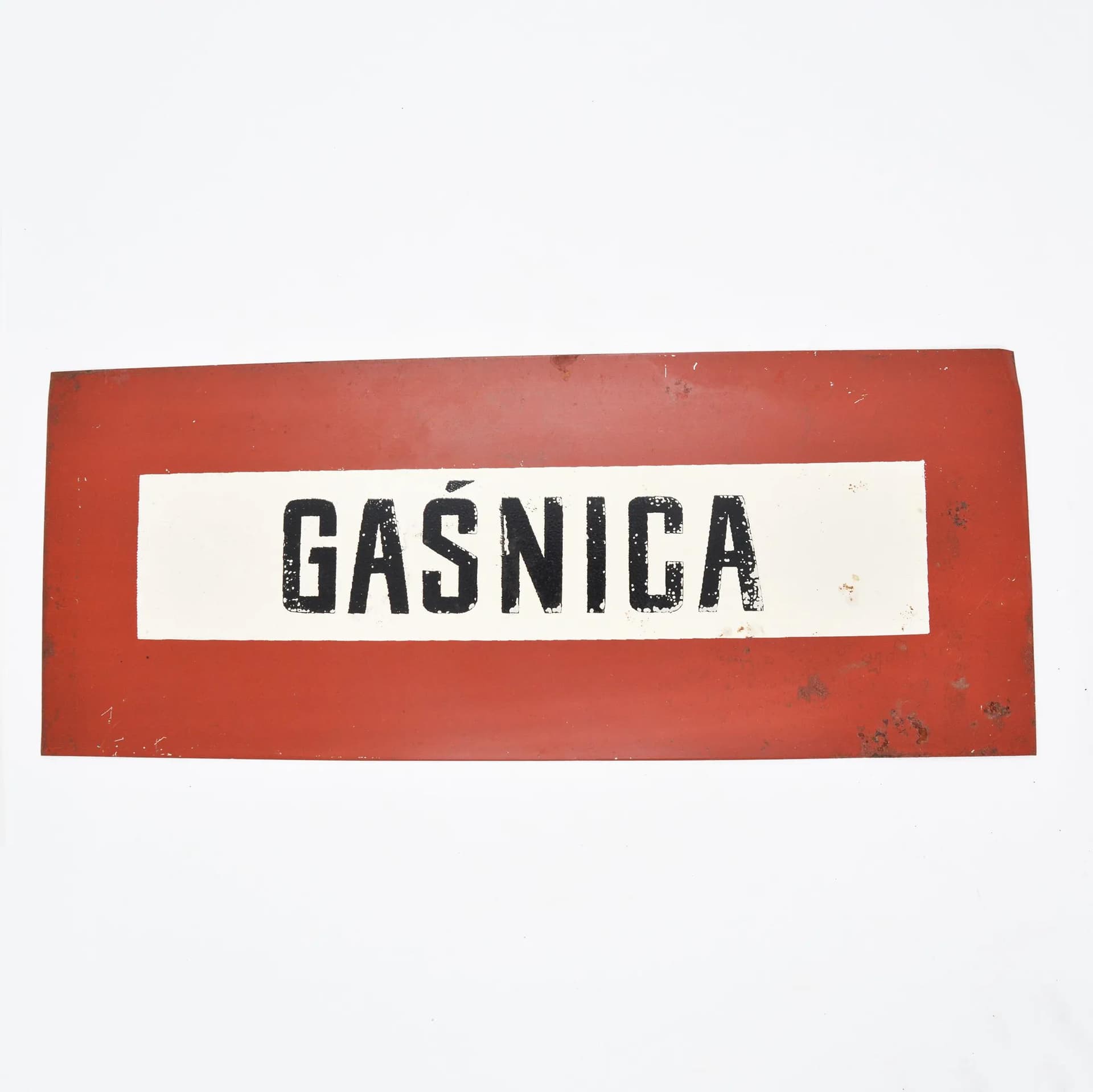 Tablica informacyjna GAŚNICA, czerwony, metal, Polska, lata 70. - 126343