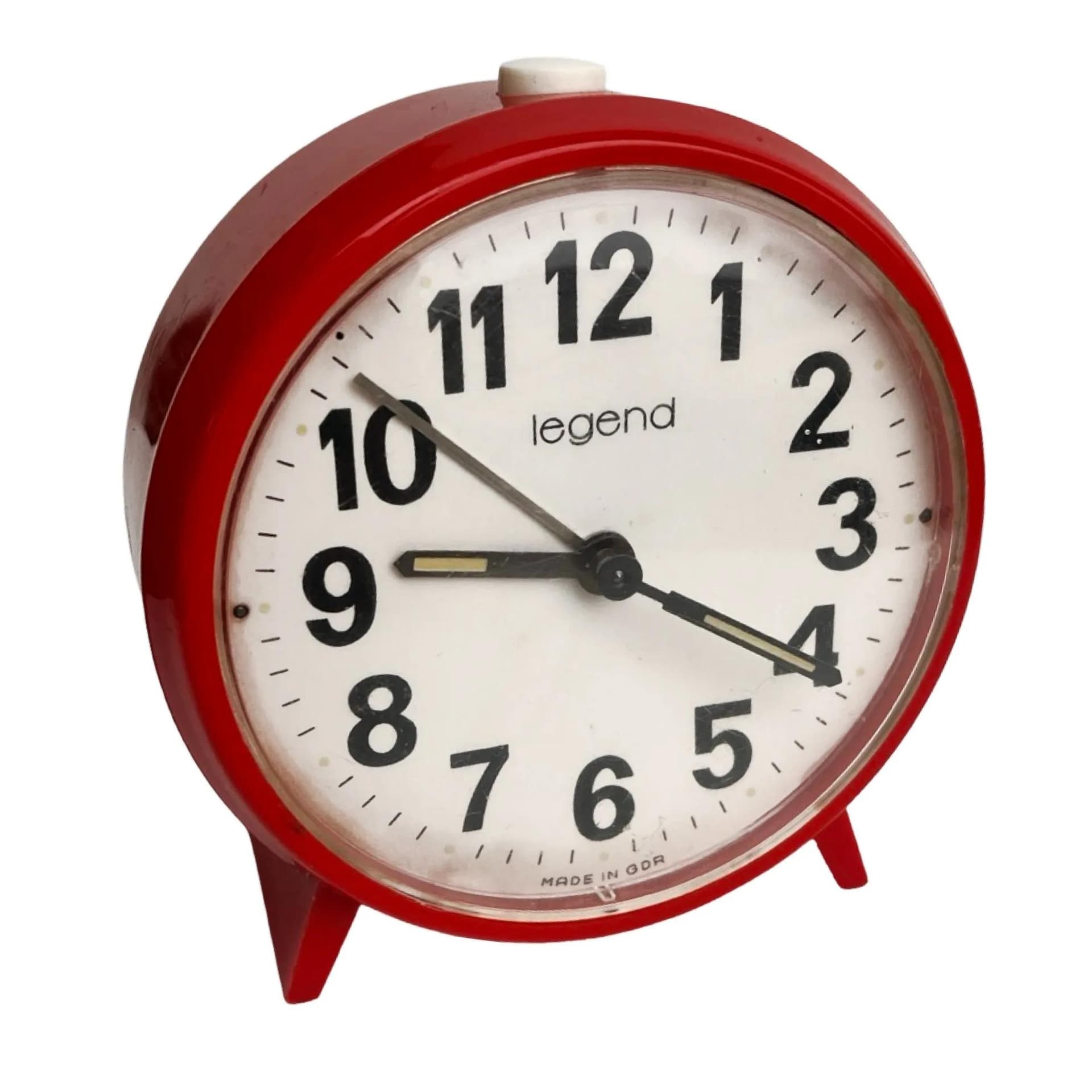 Budzik Legend, czerwony, plastik, VEB Uhrenwerke Ruhla, Niemcy, lata 70. - 126328