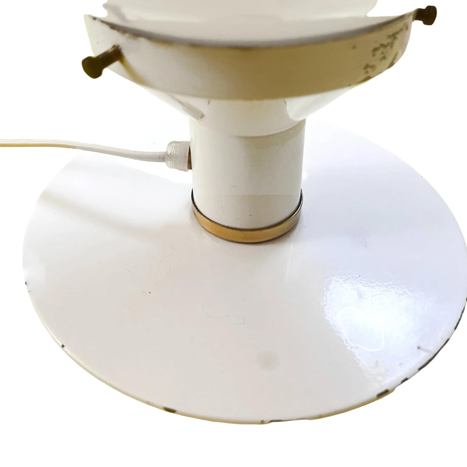 Lampa stołowa Space Age, biała, szkło, metal, Polska, lata 80. - 126298