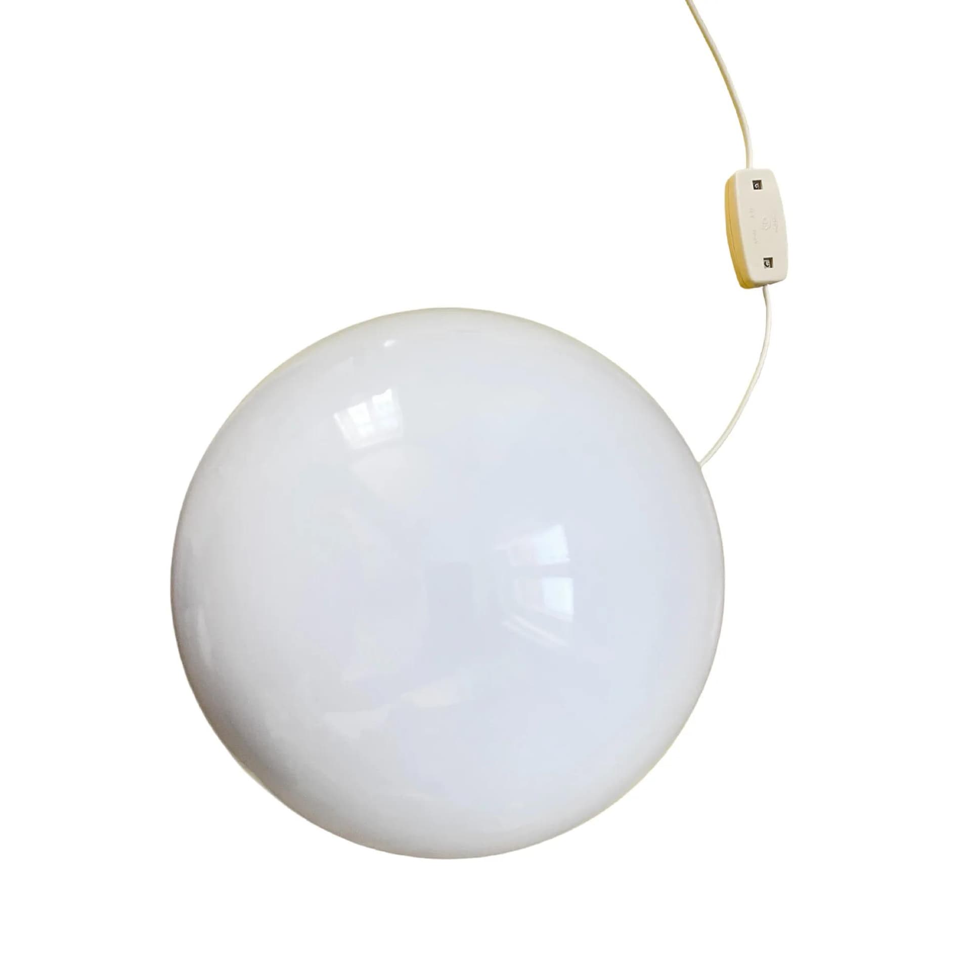 Lampa stołowa Space Age, biała, szkło, metal, Polska, lata 80. - 126293