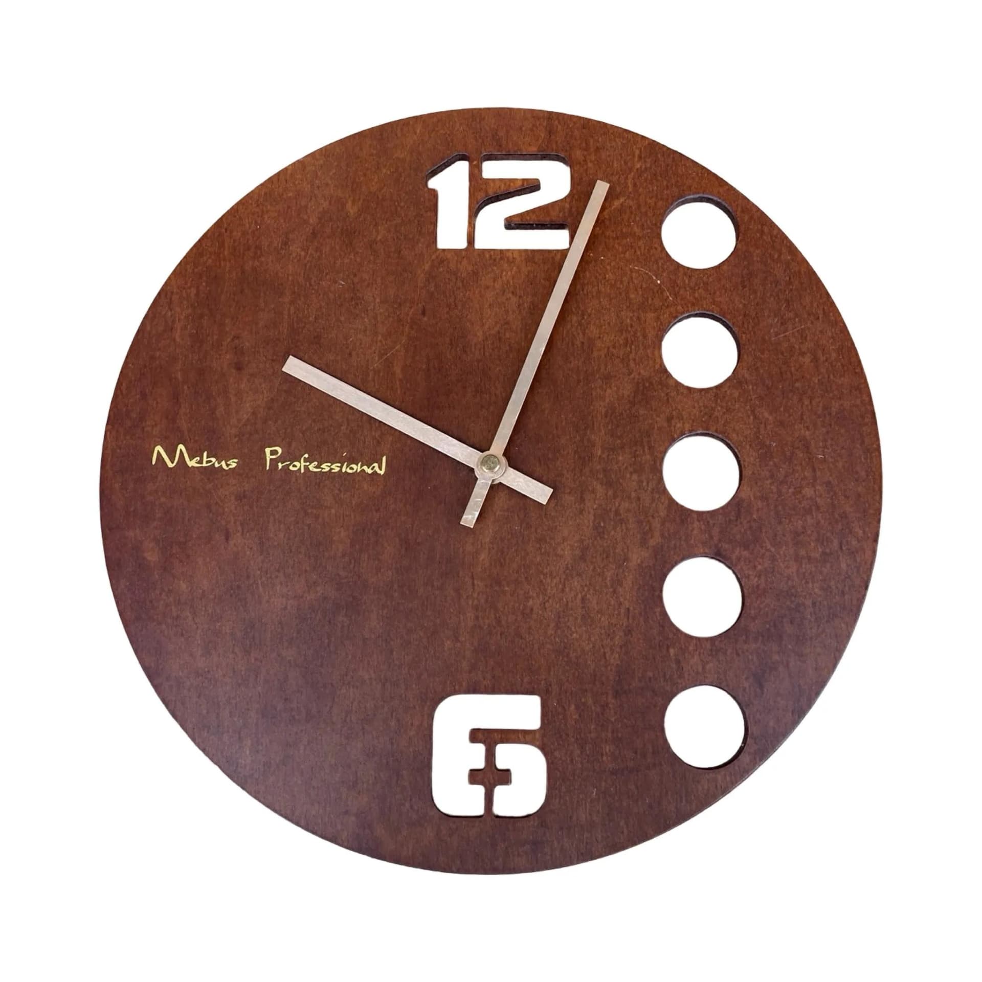 Zegar ścienny, brązowy, drewno, metal, Mebus, Niemcy, lata 90. - 126239