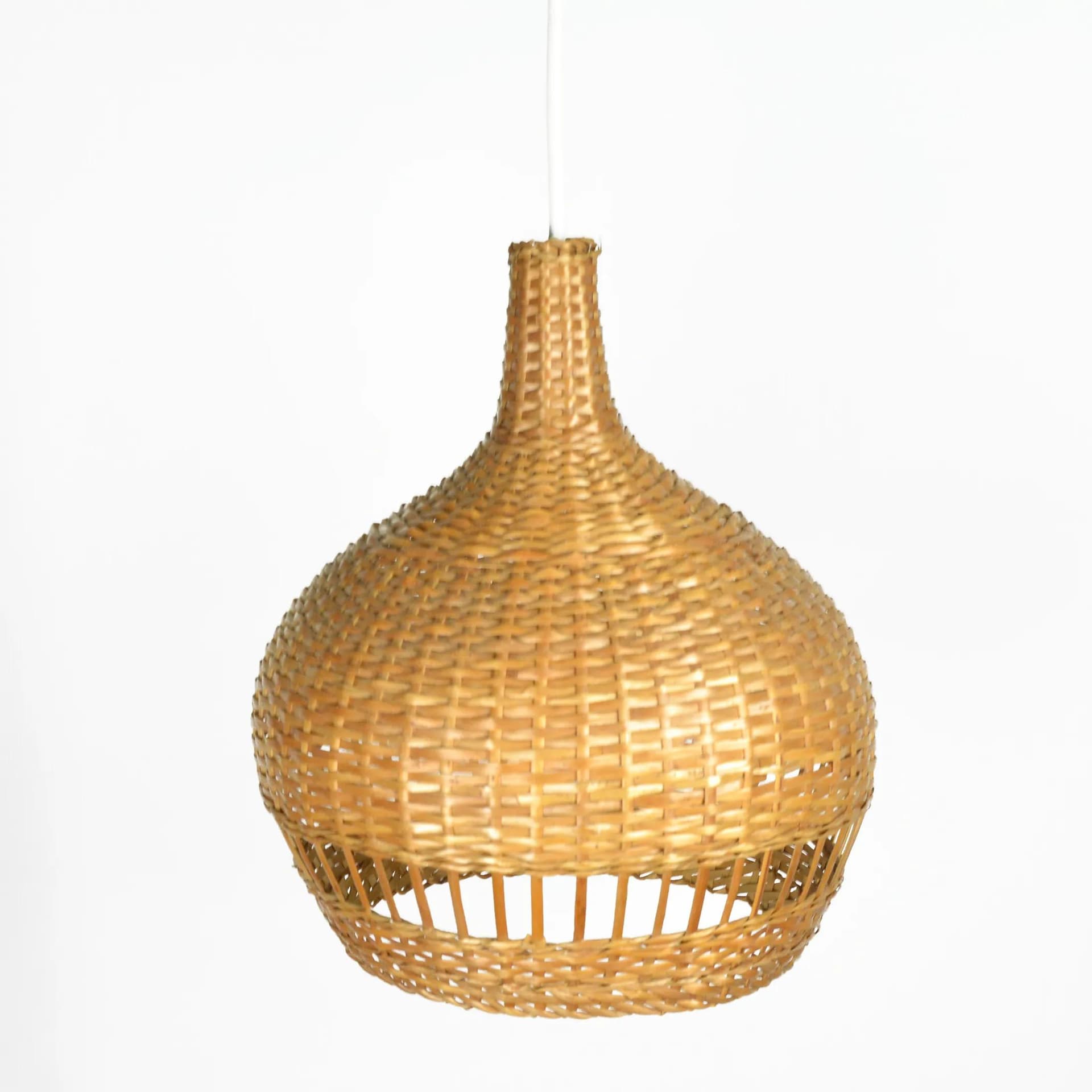 Ceiling lamp, light brown wicker, Denmark, 1960s. - 126135