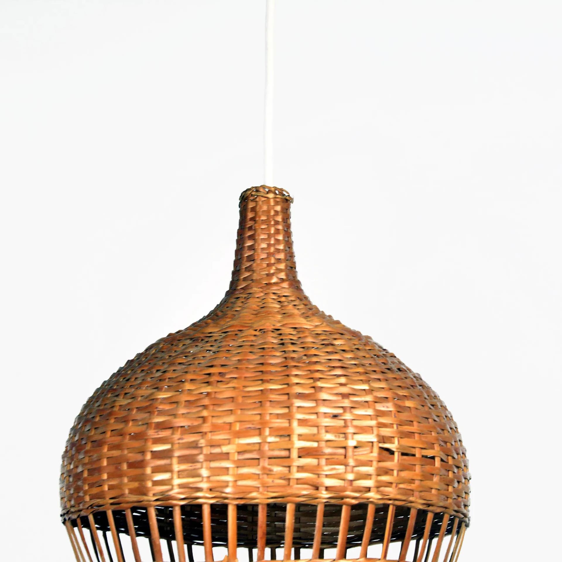 Ceiling lamp, light brown wicker, Denmark, 1960s. - 126138