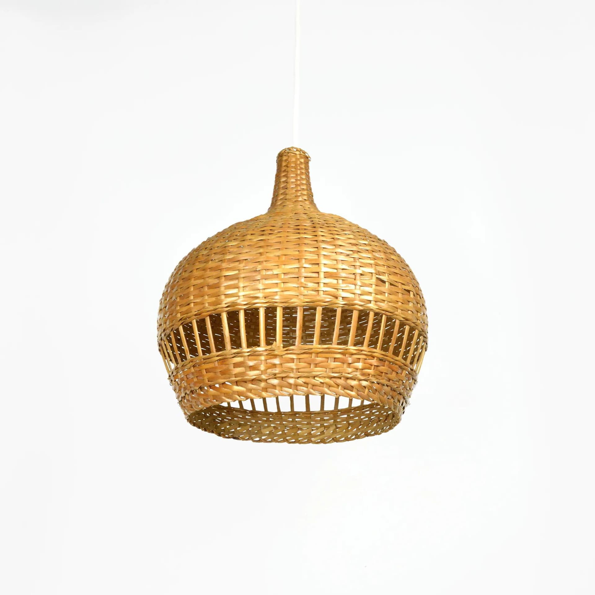 Ceiling lamp, light brown wicker, Denmark, 1960s. - 126136