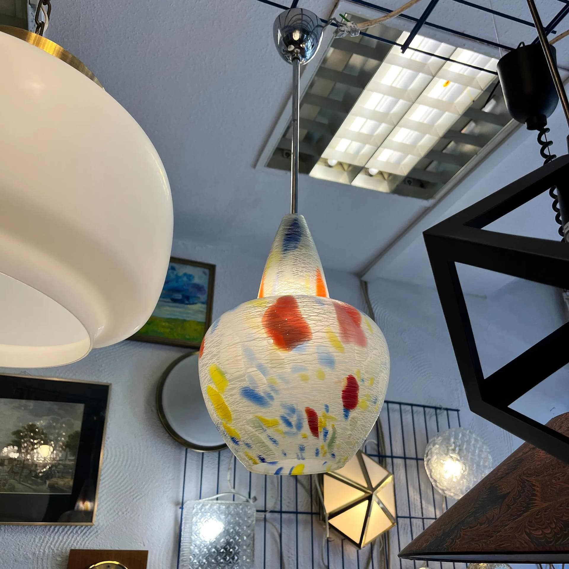 Lampa wisząca Brusel, multikolor, szkło, proj. J. Junek, Czechosłowacja, lata 60. - 126113