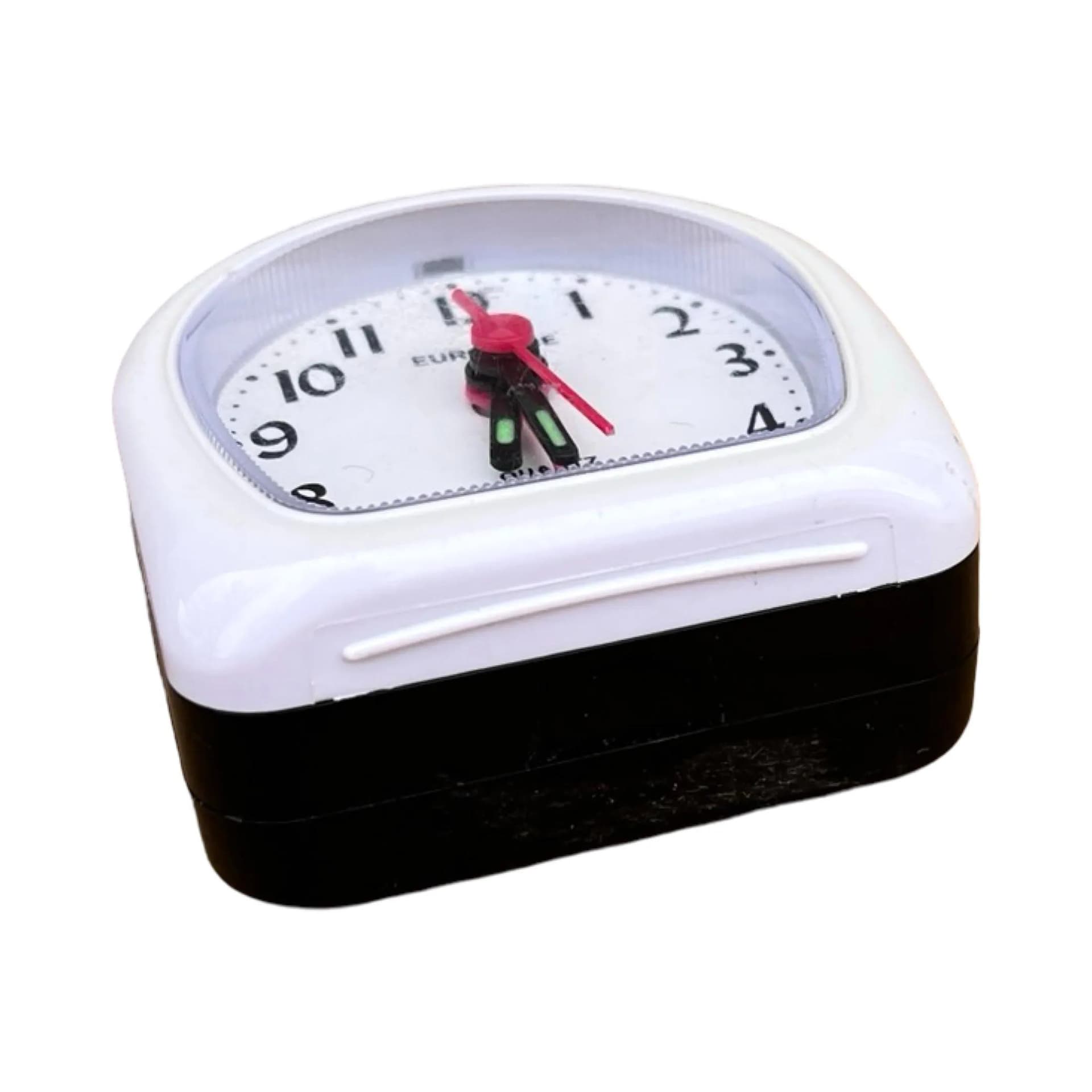 Budzik Eurotime, biały, plastik, Niemcy, lata 80. - 126094