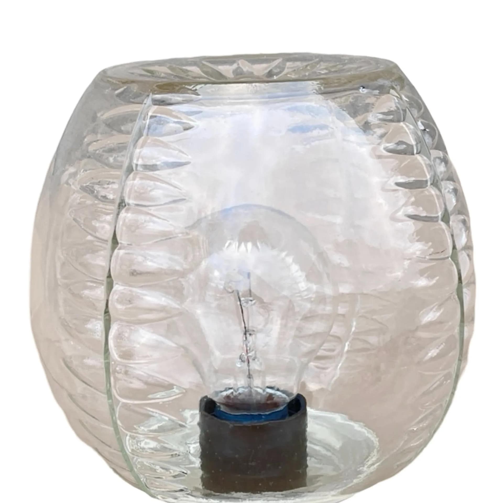 Lampka nocna modernistyczna, biały, szkło transparentne, plastik beżowy, Massive, Belgia, lata 70. - 126082