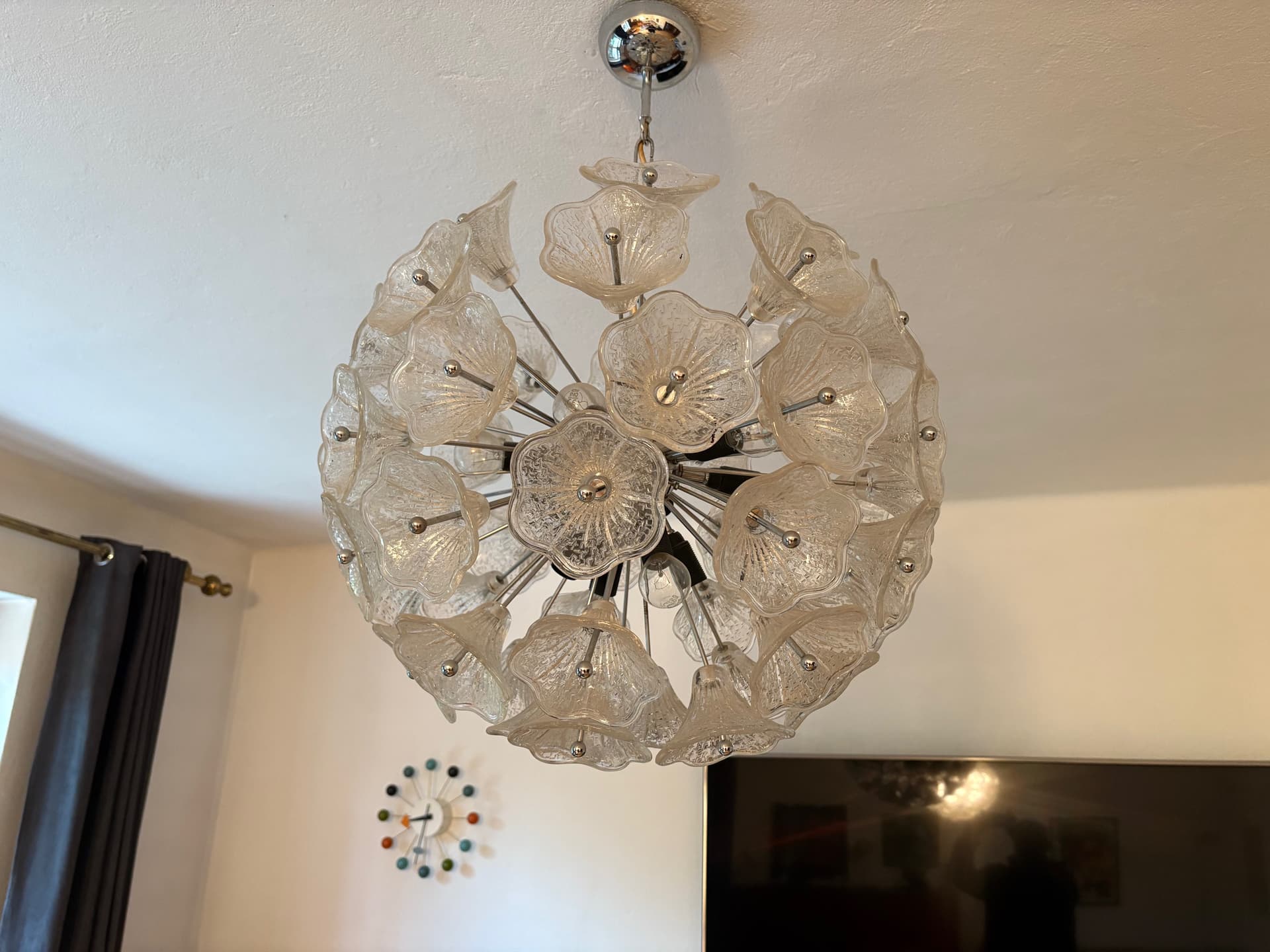 Żyrandol, szkło transparentne, proj. P. Venini, VeArt, Włochy, lata 60. - 125886