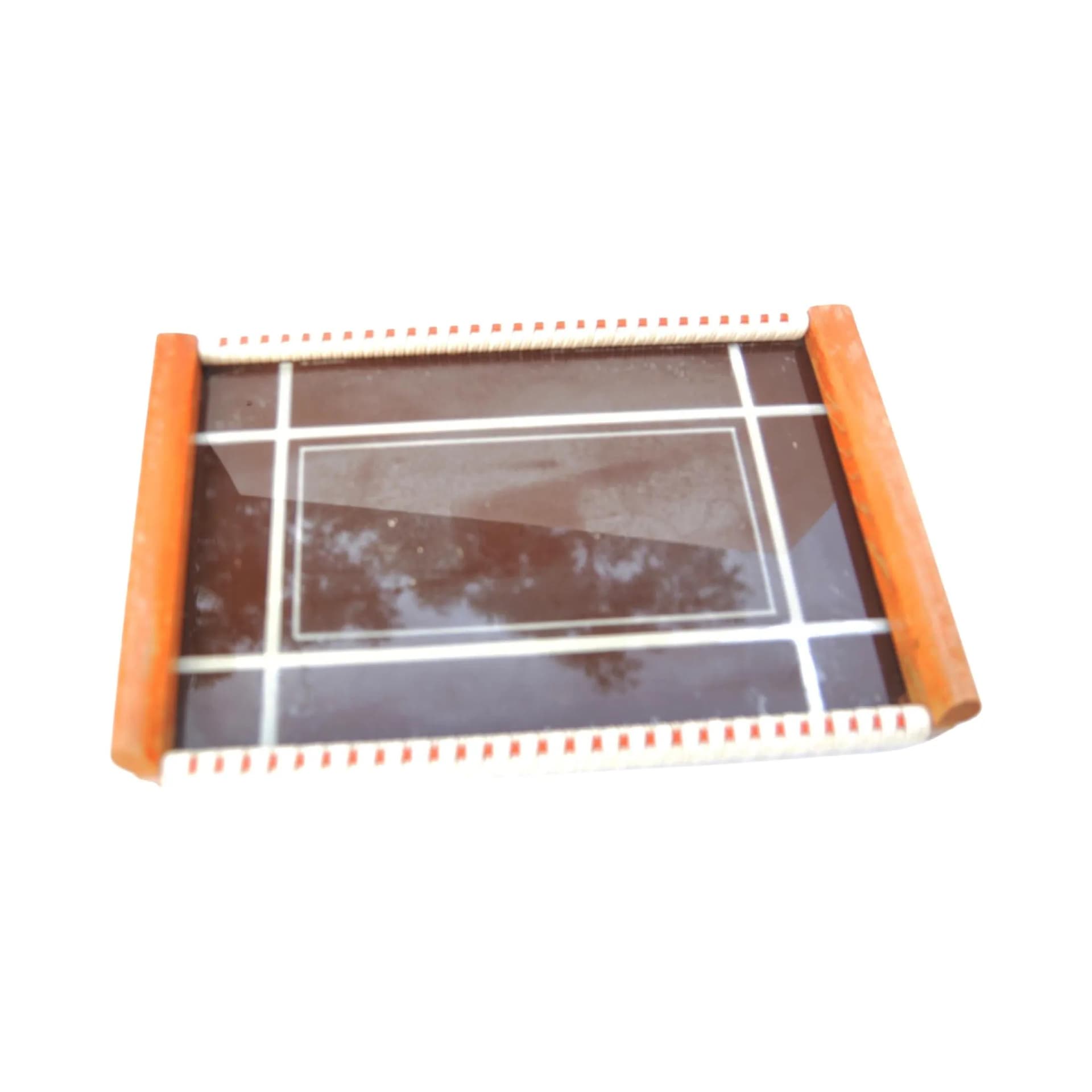 Breakfast tray, brown, wood glass, Holzsieb BT Wasungen, Germany, 1960s. - 126066